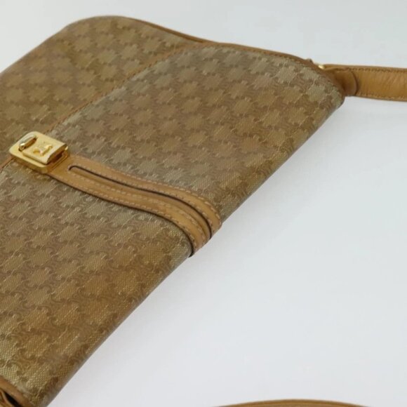 CELINE Macadam Canvas Shoulder Bag PVC Beige Gold Auth sw637 - Picture 7 of 16